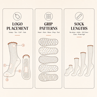 Chaussettes de yoga et de pilates personnalisées à volants, antidérapantes, en coton 100%, longueur mi-mollet