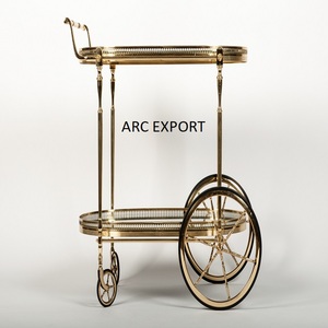 Chariot de service de couleur or de conception avantageuse en verre brillant chariot à décoration en métal pour le chariot à articles d'hôtel au meilleur prix - Product Image 3