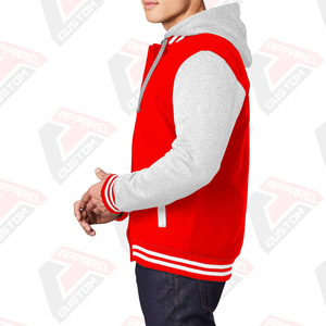 Chaqueta universitaria cálida y elegante para hombre con capucha 100% algodón polar bordado Technics Impresión digital teñido liso para invierno - Product Image 2