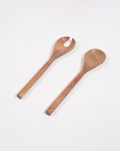 Ensemble de service à salade en bois au look tendance avec finition naturelle, cuillère et fourchette en bois fabriqués à la main, poignées de couverts, meilleure qualité - Product Image 3