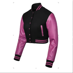 Femmes recadrée Vintage bouton Bomber veste à manches longues décontracté Baseball Style couleur bloc respirant Varsity Design pour l'hiver - Product Image 6