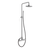 Colonne de douche murale thermostatique de luxe italienne en laiton brossé et acier inoxydable, avec jet de pluie doux pour salle de bain moderne