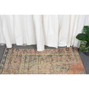 Vintage 2 X 3.5ft Beige Orange Laine Tapis Classique Grande Surface Tapis Turc Patchwork Rectangle Abstrait Latex pour Tapis De Chambre - Product Image 2