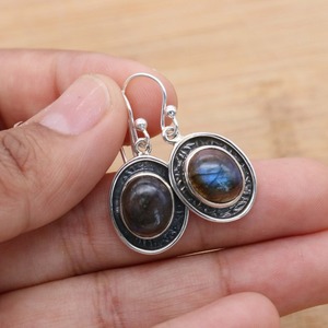 925 boucles d'oreilles classiques en argent massif bijoux pour femmes 925 en argent Sterling Labradorite pierres précieuses Style Boho boucles d'oreilles faites à la main cadeau - Product Image 5