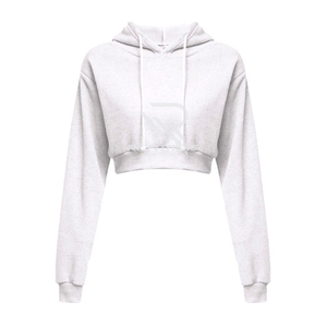 Conjunto de sudadera corta con capucha para mujer OEM, fabricante de sudaderas cortas con capucha y cremallera, sudadera corta con capucha desgastada en blanco, unisex, oversize, con logo personalizado - Product Image 6