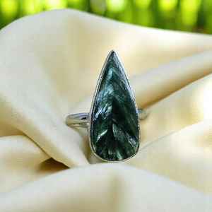 Bague en sérénite verte, argent sterling 925, taille ronde brillante, bijoux en pierres précieuses faits à la main - Product Image 5