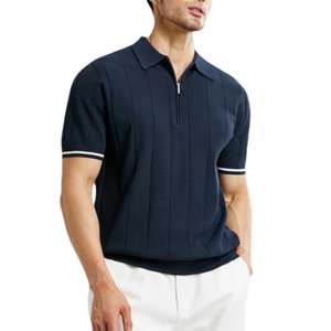 Camisa de Punto para Hombre, Alta Calidad, 100% Poliéster, Cuello Polo, Diseño de Manga Corta, Suéter con Media Cremallera 1/4 - Product Image 6