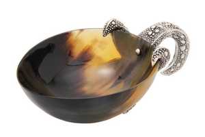 Bol japonais en céramique de qualité européenne Corne ovale artisanale Plat de service en noir avec artisanat naturel fantaisie de style ange - Product Image 3