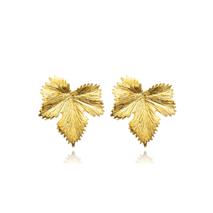 Boucles d'oreilles vintage en argent sterling 925 plaqué or 22 carats forme feuille design turc fait à la main en gros - Product Image 1