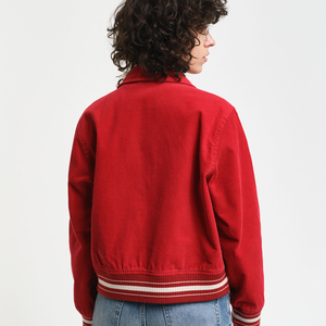 Chaquetas universitarias cortas y cortas con cremallera para mujer para estilo navideño y de Año Nuevo con logotipos y colores personalizados - Product Image 2