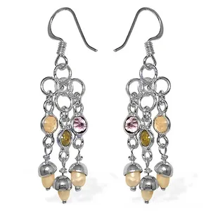 Vintage Gold-Plated <b>Pearl</b> & <b>Diamond</b> Dangle <b>Earrings</b> for Women's Weddings - Product Image 2