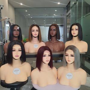 Pelucas de cabello humano virgen sin pegamento de color personalizado de 12 pulgadas Base de tupé de encaje recto de hueso vietnamita crudo para mujeres negras de longitud corta - Product Image 4