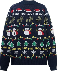 Suéter navideño feo acrílico unisex totalmente tejido personalizado Jersey navideño jacquard reciclable barato y divertido para el invierno - Product Image 4