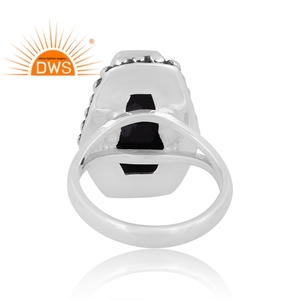 Meilleure vente Flocon de neige en argent sterling oxydé Obsidienne Gemme Cercueil Design Bague empilable Fabricant de bijoux personnalisé - Product Image 4