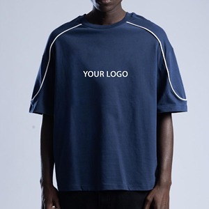 Camiseta holgada de algodón 100% para hombre, camiseta duradera de talla grande de secado rápido con diseño de tuberías, camiseta con logotipo personalizado - Product Image 1