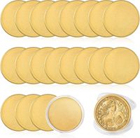 Monedas de latón en blanco de 40 mm x 4 mm para grabado láser, con caja de protección de acrílico, monedas de desafío en blanco con borde roscado para manualidades DIY