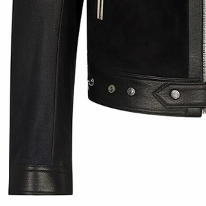 Veste en daim de haute qualité pour hommes tendance britannique avec blocage des couleurs, col montant personnalisé, peau de mouton pleine fleur, véritable tendance - Product Image 6