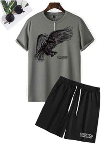 Ensemble 2 pièces pour homme, été, haute qualité, confortable, formel, respirant, chemise et short en coton éponge - Product Image 3