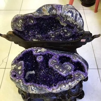 Prix d'usine, haute qualité, géode d'améthyste naturelle violet foncé, cristal en forme irrégulière, emballage personnalisable pour le Feng Shui