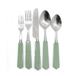 Ensemble de couverts fini or brillant avec poignée en acrylique Ustensiles tendance 5 pièces Ensemble de couverts Vaisselle Place Setting Best-seller - Product Image 6