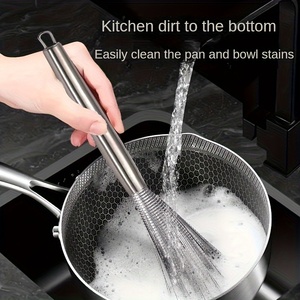 Eco-Friendly Stainless Steel Scrubber Kitchen Cleaning Brush <strong>Long</strong> <strong>Handle</strong> Multipurpose Sink Countertop <strong>Sponges</strong> Scouring Pads - Product Image 3