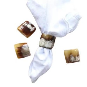 Anneaux de serviette en corne de forme ronde stockés pour les fêtes d'hôtel à la maison-ronds de serviette de table - Product Image 5