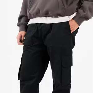 2025 été nouveaux hommes décontracté survêtement pantalon personnalisé élastique grande taille multi-poches droite mi cordon coloré lavage - Product Image 5