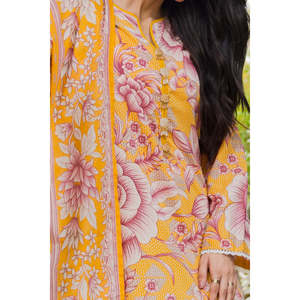 Traje de 3 Piezas sin Coser para Mujer, Color Amarillo, Estampado Digital, Material de Muselina - Product Image 6