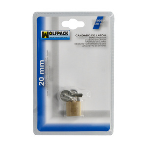Lucchetto in ottone, catena standard, 20 mm. Confezione blister da 1 pezzo. Resistente - Product Image 6