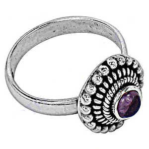 Bague en argent 925 faite à la main pour femmes, motif géométrique, pierre précieuse violette, technologie de sertissage en rhodium, bijoux fins, cadeau - Product Image 2