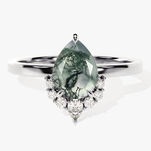White Topaz With Moss Agate Gemstone <b>Ring</b> Jewelry for Women <b>Silver</b> <b>Boho</b> Style Jewelry 925 Sterling <b>Silver</b> Trending Handmade <b>Ring</b> - Product Image 3
