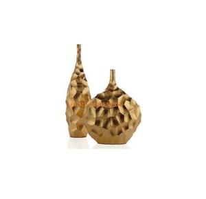 Lot de 2 Vases décoratifs de luxe en aluminium poli et doré de différentes tailles pour événements de mariage Resorts and Cafe Table Flower Vases - Product Image 1