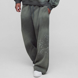 Ensemble de survêtement imprimé à coupe régulière et ajustée, effet délavé à l'acide, respirant, pour le sport et la gym, idéal pour l'hiver, prix abordable, personnalisable OEM - Product Image 6