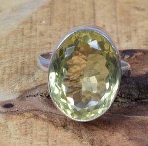 Bague en argent 92,5 avec quartz jaune véritable, bijoux de mode pour femmes - Product Image 2