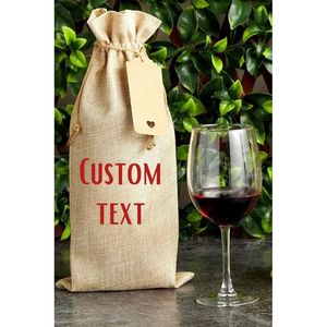 Bolsa de Yute Natural para una Sola Botella de Vino con Cierre de Cordón de Algodón, Embalaje de Regalo Reutilizable, Logotipo Personalizado Ecológico, Bolsa de Regalo para Botella - Product Image 3