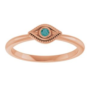 Anillo Apilable Stuller de Oro de 10k con Diseño de Ojo Turco y Piedra Turquesa de Corte Marquesa, Chapado en Platino y Rodio de 14k, para Uso Diario - Product Image 3