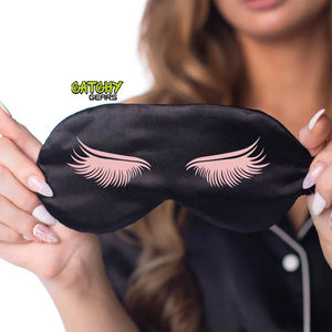 Masque pour les yeux en soie Blackout Sleep Office Lunch Break Travel Airline Eye Mask Logo imprimé Masque pour les yeux cadeau - Product Image 2