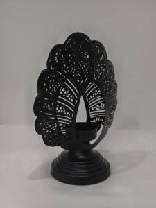 Elegante soporte de luz de té de metal negro para decoración moderna del hogar Acento elegante para estante de mesa o exhibición de repisa - Product Image 5