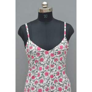 Vestido corto de algodón 100% con cuello en V para mujer, estampado de bloque de mano, Elegante ropa de fiesta Floral, talla grande 6XL, tela lavable de brazo largo - Product Image 6