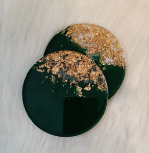 Attractive Handmade Eco-Friendly Resin <b>Coasters</b> with Unique Design Black and White <b>Gold</b> Glitter Customizable Round <b>Coasters</b> - Product Image 2