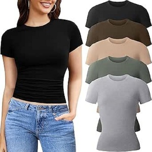 Camiseta de algodón orgánico 100% para hombre, camiseta informal OEM sostenible y ecológica, camiseta ajustada al cuerpo de lavado sólido de algodón puro para mujer - Product Image 6