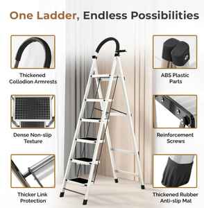 Nouvelle échelle pliable à 6 marches Vision, robuste, compacte, stable, pour usage domestique, capacité de 150 kg - Product Image 2