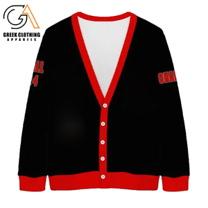 Cárdigan de punto Delta Sigma con ribete blanco Sorority Formalwear con logotipo bordado Elegante atuendo griego cómodo - Product Image 4