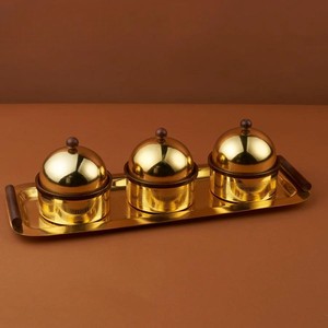 Tazón de dátiles de aspecto moderno con soporte, juego de tres tazones para servir para Ramadán en plata, acabado con tapa, Mini tazón para servir dátiles - Product Image 4