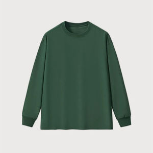 เสื้อสเวตเชิ้ตโอเวอร์ไซส์สำหรับฤดูร้อน แบบยูนิเซ็กซ์ พร้อมโลโก้ OEM แบบกำหนดเอง ผ้าฝ้าย 100% คอกลม แขนยาว ทรงหลวม แฟชั่นเสื้อยืดสำหรับผู้ชาย - Product Image 4