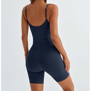 จั๊มสูทชิ้นเดียวของผู้หญิงชุดออกกำลังกายรัดรูปสายรัดปรับระดับได้คอกลมลูกค้าต้องการฤดูร้อนลำลอง - Product Image 4