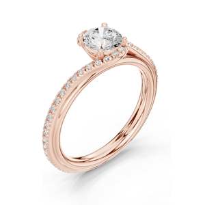 Bague de fiançailles torsadée avec diamant de laboratoire rond brillant de 0,96 carat, clarté VVS-VS EF, or 18 carats, 14 carats, 10 carats et argent 925, rose - Product Image 4