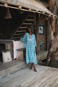 ชุดเดรสผ้าไหม100% สำหรับผู้หญิงชุดเดรสผ้าฝ้ายพิมพ์ลายดอกไม้สำหรับใส่ในฤดูร้อน - Product Image 2