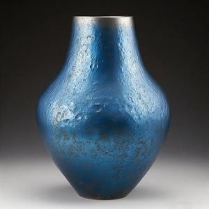 Jarrón antiguo azul MajesticTide con encanto desgastado, jarrón de suelo de tono metálico, diseño Floral en relieve, decoración del hogar, declaración de acento - Product Image 1