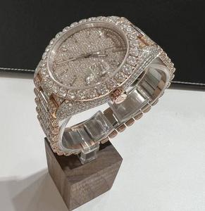 Real VVS Moissanite oro blanco diamante reloj para hombres de lujo totalmente helado de lujo estilo Hip Hop Regalo de Cumpleaños Pass Tester - Product Image 3